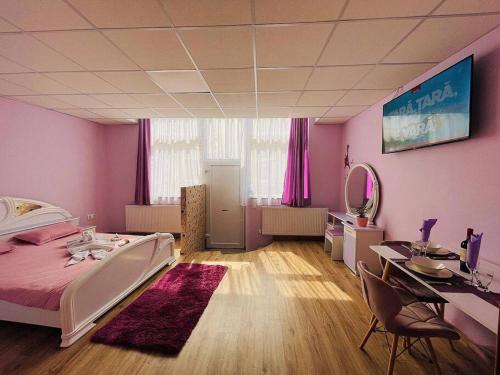 TV a/nebo společenská místnost v ubytování Lavender Luxury Apartment