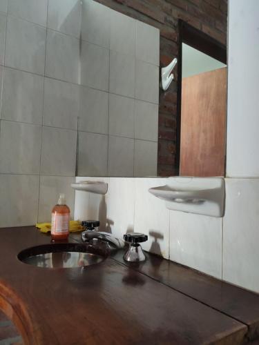 ein Badezimmer mit Waschbecken und Spiegel in der Unterkunft Molle in Villa Cura Brochero