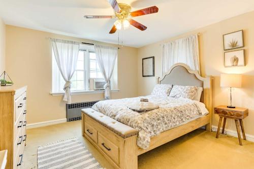 a bedroom with a bed and a ceiling fan at Wilmington Vacation Rental Near River and Downtown! in Wilmington