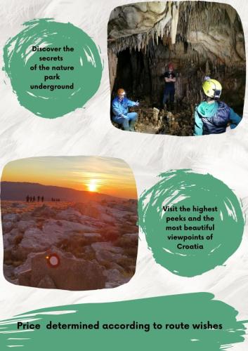 a collage of images of people inside a cave at Holiday home Marija in Vrlika