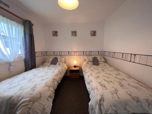- 2 lits jumeaux dans une chambre avec fenêtre dans l'établissement 20 Bucklands, Bideford Bay Holiday Park, à Bideford