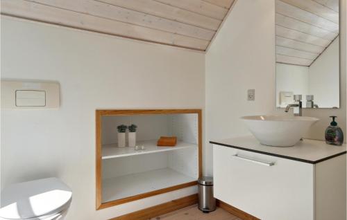 セビーにあるStunning Home In Frederikshavn With 3 Bedrooms And Wifiのバスルーム(洗面台、鏡付)