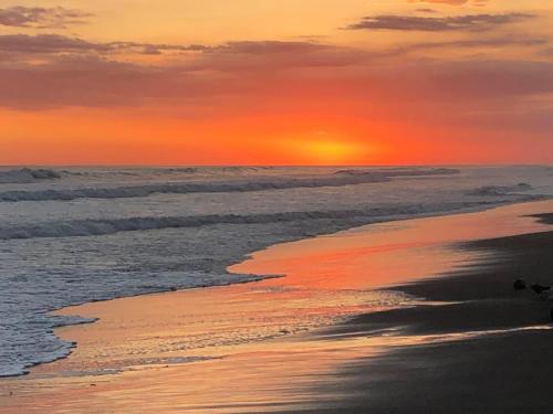 a sunset on a beach with the ocean at Villas Playa Palo Seco in Parrita