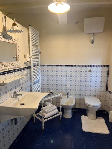 een badkamer met een wastafel en een toilet bij Agriturismo Podere Querceto in Borselli