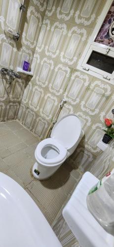 阿布達比的住宿－Uniqueland，一间带卫生间和水槽的浴室