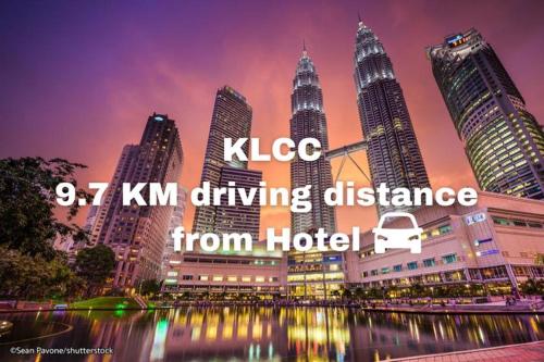 a city at night with the words kico km driving distance from hotel at Seeds Hotel PV128 Setapak in Kuala Lumpur