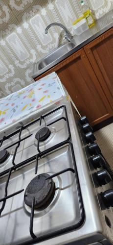 un piano cottura in una cucina accanto a un lavandino di Exotic land a Abu Dhabi