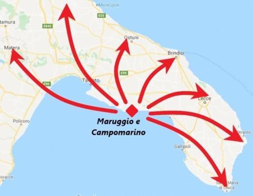 a map of the migration routes of migrants at Casa vacanze Santiago e Ian in Maruggio