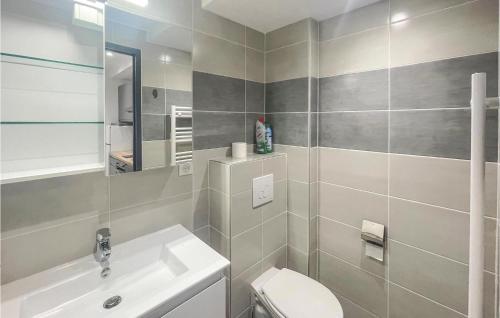 y baño con lavabo, aseo y espejo. en 1 Bedroom Stunning Apartment In Bayonne, en Bayona