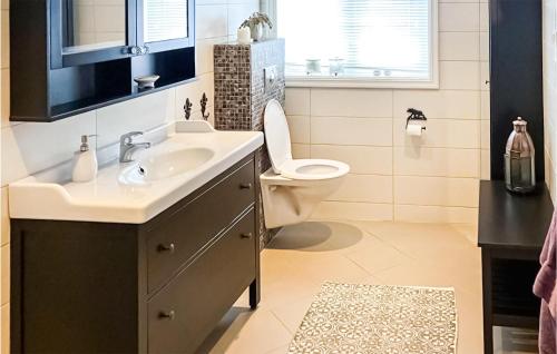 a bathroom with a sink and a toilet at Amazing Home In B I Telemark With Wifi in Lifjell
