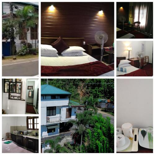 un collage de photos d'une chambre et d'une maison dans l'établissement ground eco lodge, à Belihuloya