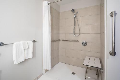 y baño con ducha y cortina de ducha. en Holiday Inn Express & Suites Tucson North, Marana, an IHG Hotel, en Tucson