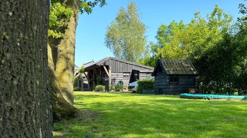 uma casa num quintal com uma árvore em bedandbreakfastrouveen em Rouveen