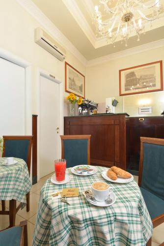 a table with two plates of food on top of it at Hotel Chicago in Rome
