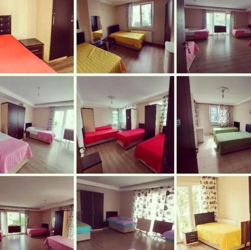 a collage of four pictures of a room at Elit Yurt&Aile Pansyonu in Samsun