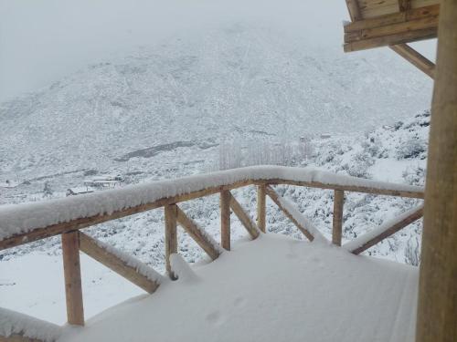 a view of a mountain covered in snow at Cabaña Rincón del Sol in Potrerillos