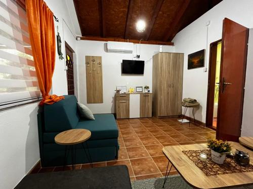 ein Wohnzimmer mit einem Sofa und einem Tisch in der Unterkunft Studio Vikendica Bele Vode in Banja Koviljača