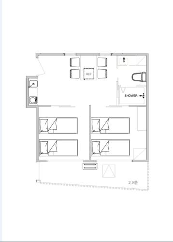 a floor plan of a bathroom with a shower at the Moto Hotel Asakusa in Tokyo