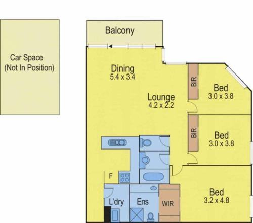 un plan d'étage d'une maison dans l'établissement Spacious apartment minutes from the CBD, à Melbourne