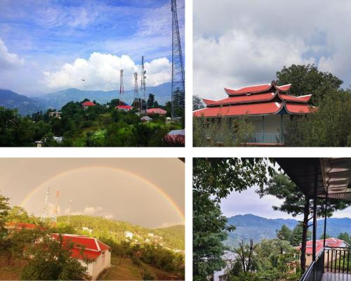 a collage of four pictures of a rainbow at Shangrilla House Murree, Bhurban in Murree