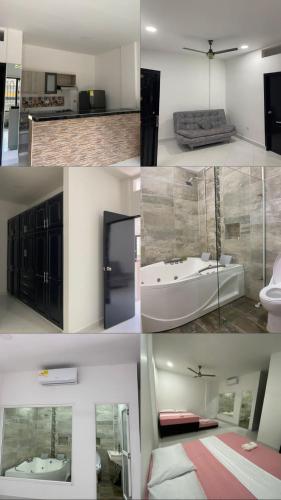 a collage of four pictures of a bathroom at APARTAMENTO DORADAL in Doradal
