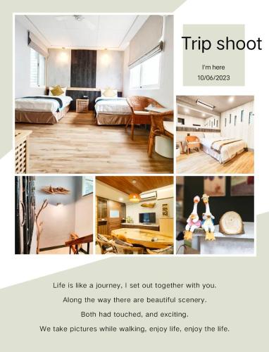 a collage of photos of a hotel room at Yu Hsuan Homestay in Taitung City