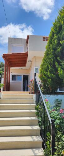 a house with stairs in front of a house at Villa Elli in Hersonissos
