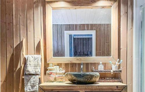ヘーネフォスにある4 Bedroom Gorgeous Home In Hnefossのバスルーム(石造りの洗面台、鏡付)