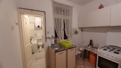 una pequeña cocina con lavabo y aseo en Apartment Gulin, en Šibenik