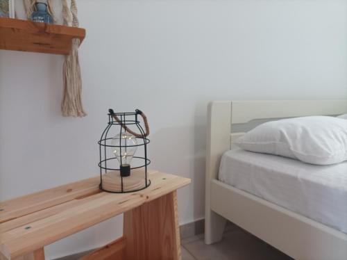 Ένα ή περισσότερα κρεβάτια σε δωμάτιο στο Andros summer house