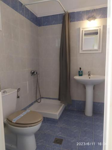 a bathroom with a toilet and a sink at STELLAS HOUSE POLYCHRONO in Polykhrono