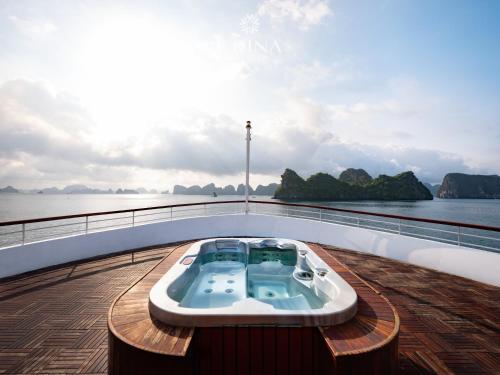 a hot tub on the deck of a cruise ship at Erina Cruise by HAG in Ha Long