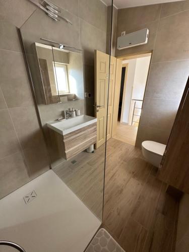 a bathroom with a sink and a toilet at Holiday house Ina*** in Barbat na Rabu