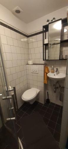 a bathroom with a toilet and a sink at joni, not a hotel, not for parties in Amsterdam