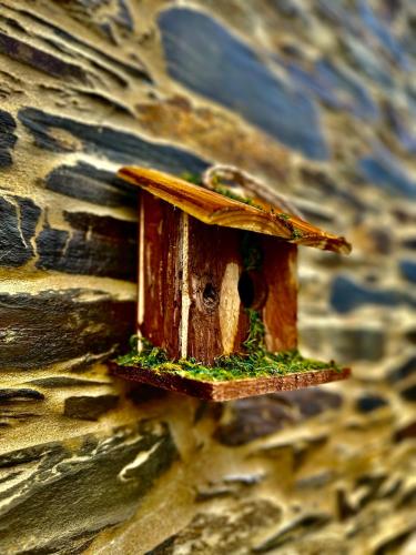 a bird house on the side of a building at Love, made in xisto in Piódão