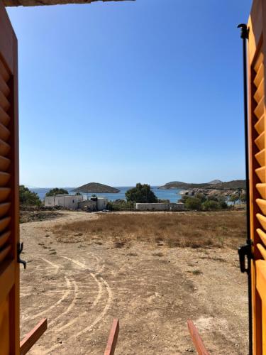 a view from the door of a house at #5 Beach Villa Lipsi Island Getaway in Lipsoi