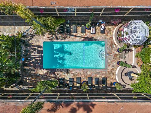 an overhead view of a pool at a resort at 14 West Boutique Hotel in Laguna Beach
