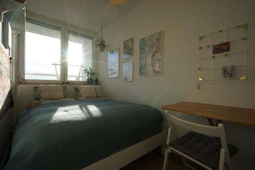 Posteľ alebo postele v izbe v ubytovaní Budapest Skyline Apartment