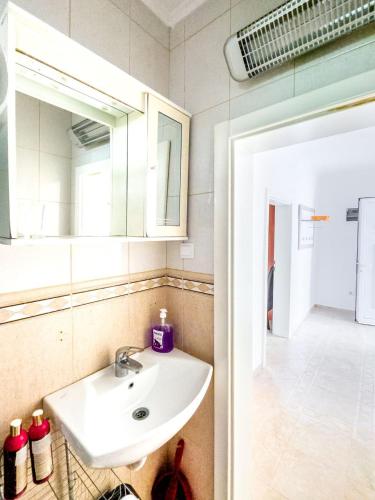 a bathroom with a sink and a mirror at Appartment Frick in Sutomore