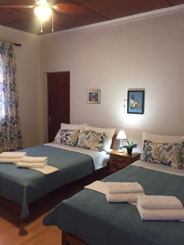 Кровать или кровати в номере Villa sunset Antigoni