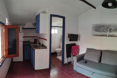 eine Küche und ein Wohnzimmer mit einem Sofa in der Unterkunft Canary Cozy House 4km from the Beach and the Airport in Ingenio