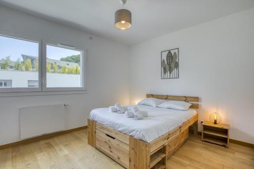 En eller flere senge i et værelse på View point Blue Lake