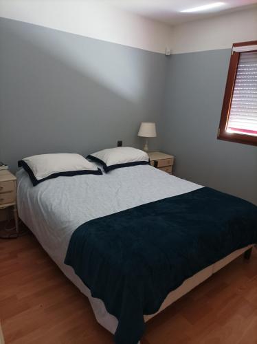 une chambre avec un grand lit et une fenêtre dans l'établissement Chambre d'hotes, à Voivres-lès-le-Mans