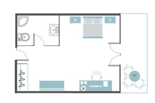 a floor plan of a bathroom with a spider at Vasia Sea Retreat in Sissi