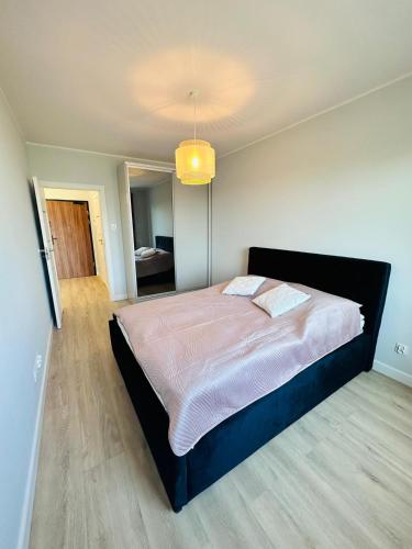a bedroom with a large bed in a room at Apartament Nadmorski in Gdańsk
