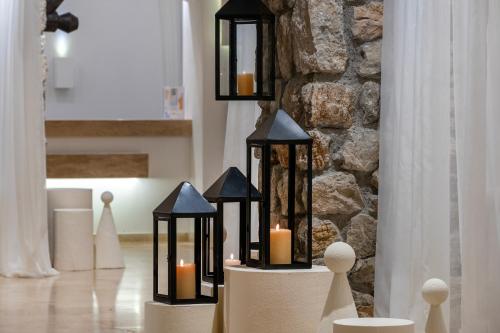 a group of candles on display in a room at Marti Resort Deluxe Hotel in Marmaris