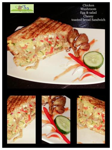 a collage of pictures of a sandwich and food at Susha Happy One First Floor Apartment in Hikkaduwa