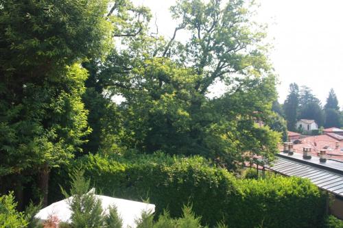 ヴァレーゼにあるAppartamento Villa Adrianaの家の前の木々や茂み