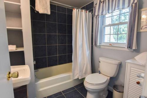 韋弗利的住宿－Cottage w Private Association Pool，浴室配有卫生间、盥洗盆和淋浴。
