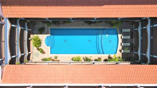 an overhead view of a swimming pool in a building at Hotel Colonial Playa del Carmen in Playa del Carmen